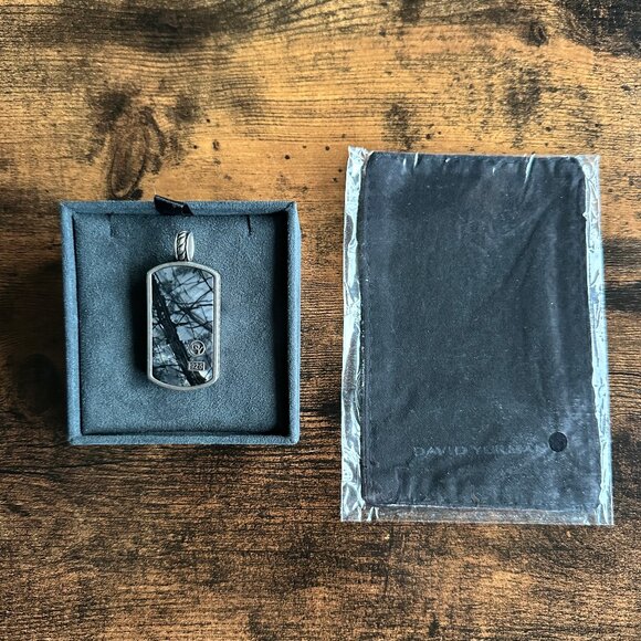 David Yurman XL XLarge Picasso Jasper Dog Tag Pendant - RARE - Picture 2 of 15